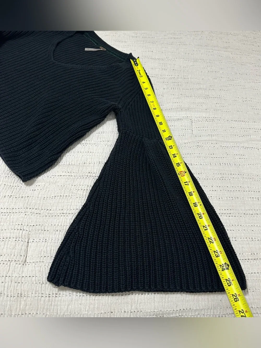 Free People Black Ribbed V-Neck Sweater
